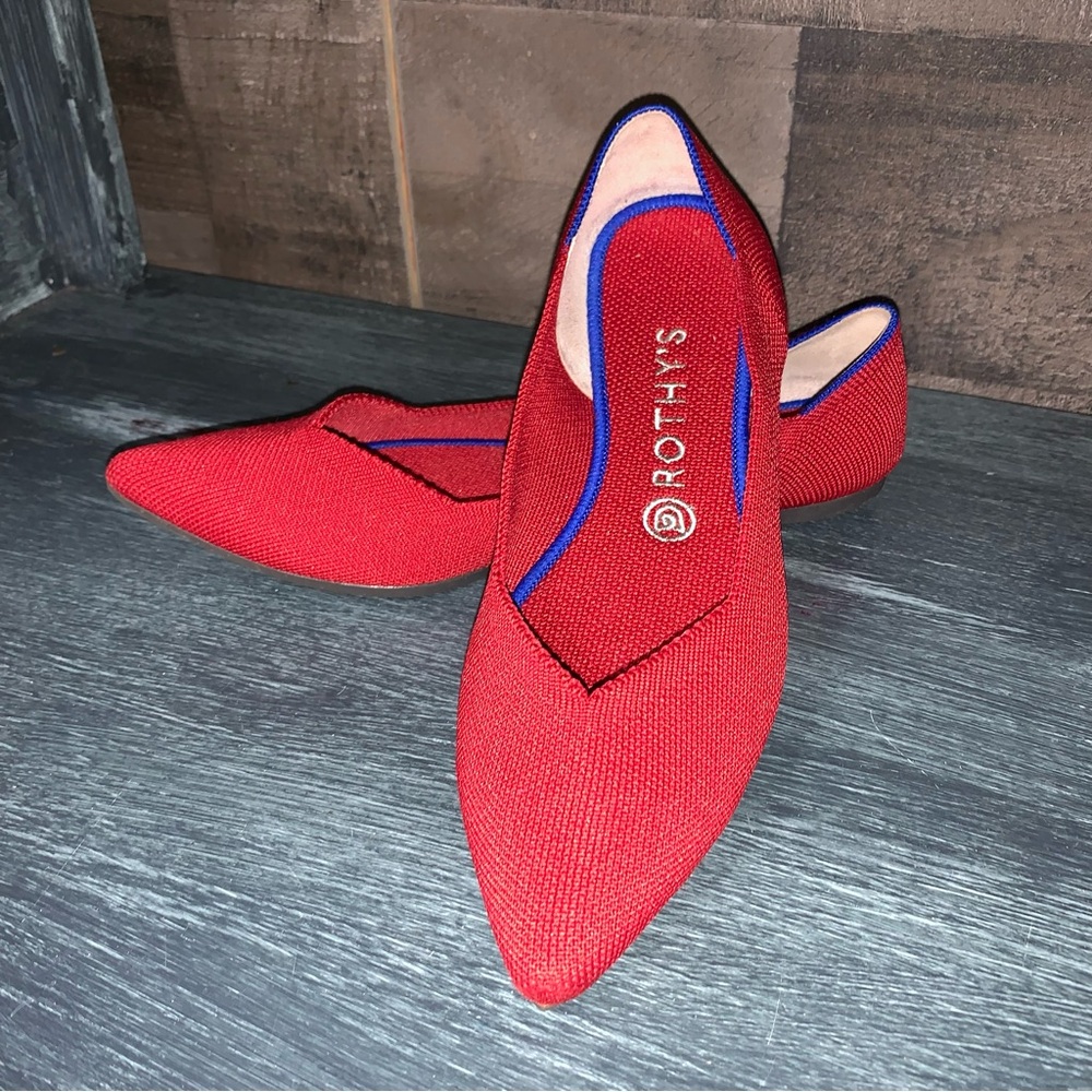 Rothy’s The Point red flexible washable ballet flats women’s shoes size 9